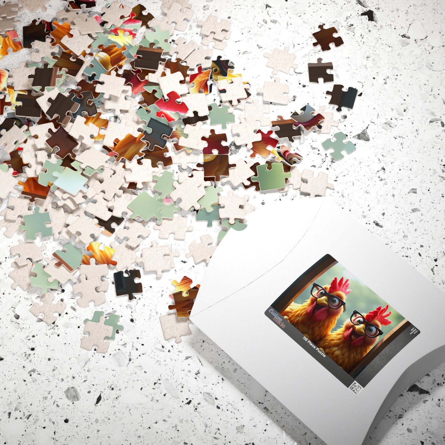 Chicken Duo Jigsaw Puzzle – Funny Rooster with Glasses (110/252/520/1014 pcs)