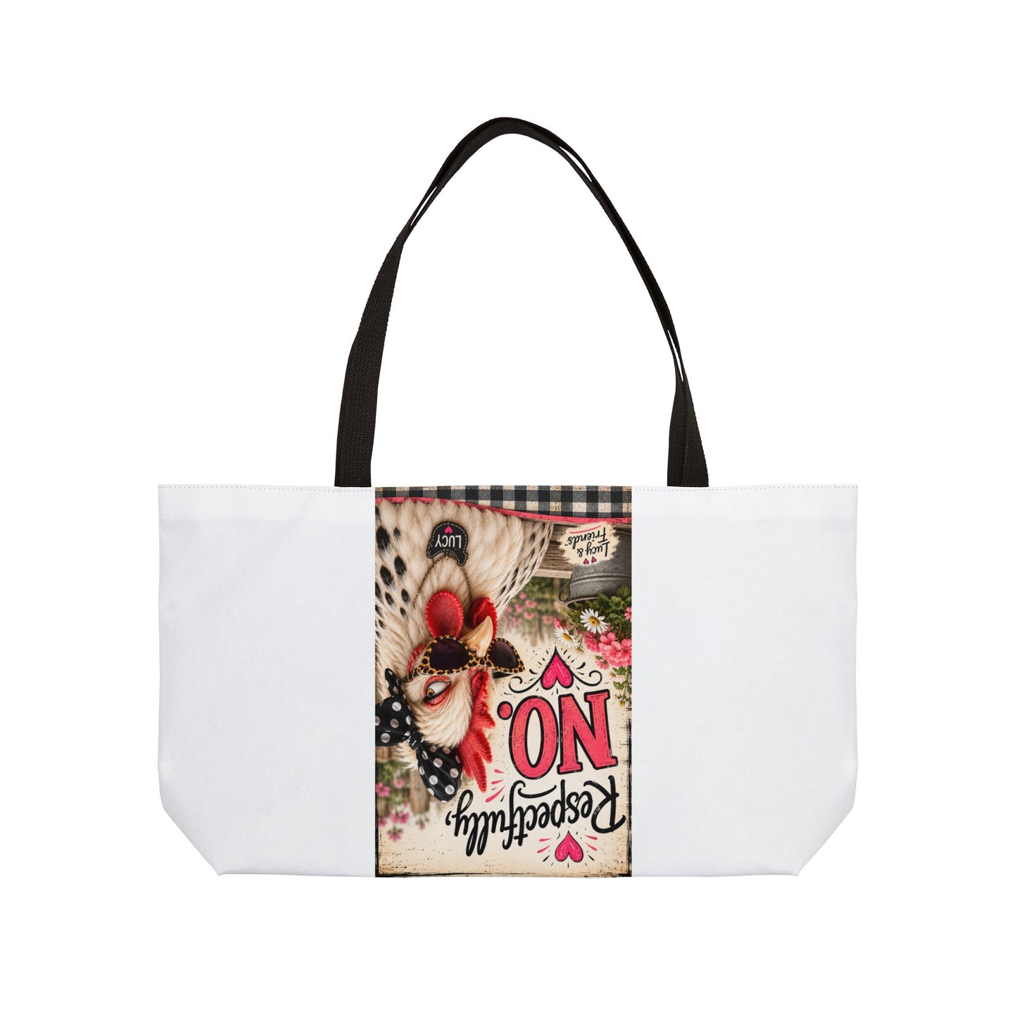 Weekender Tote Bag — 'Respectfully, No' Rooster Floral Farmhouse Tote