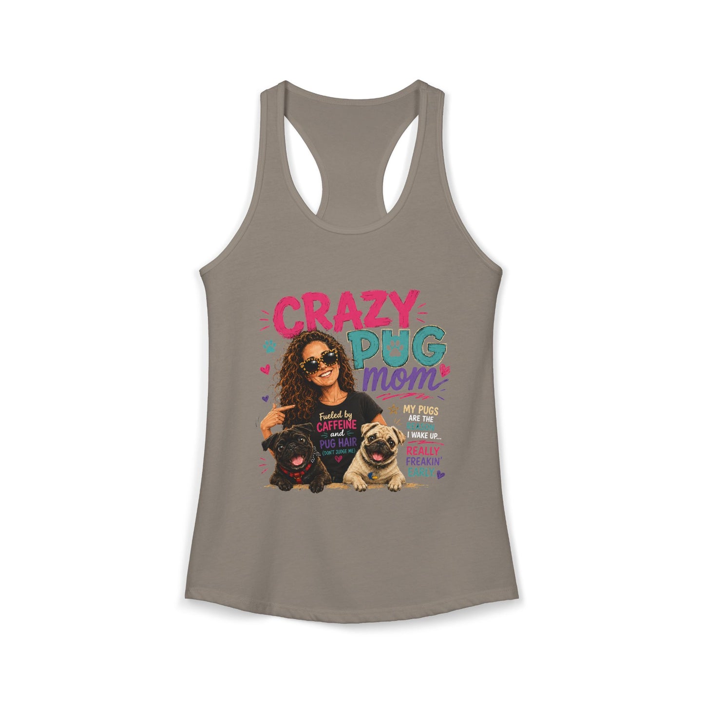 Crazy Pug Mom Women's Ideal Racerback Tank
