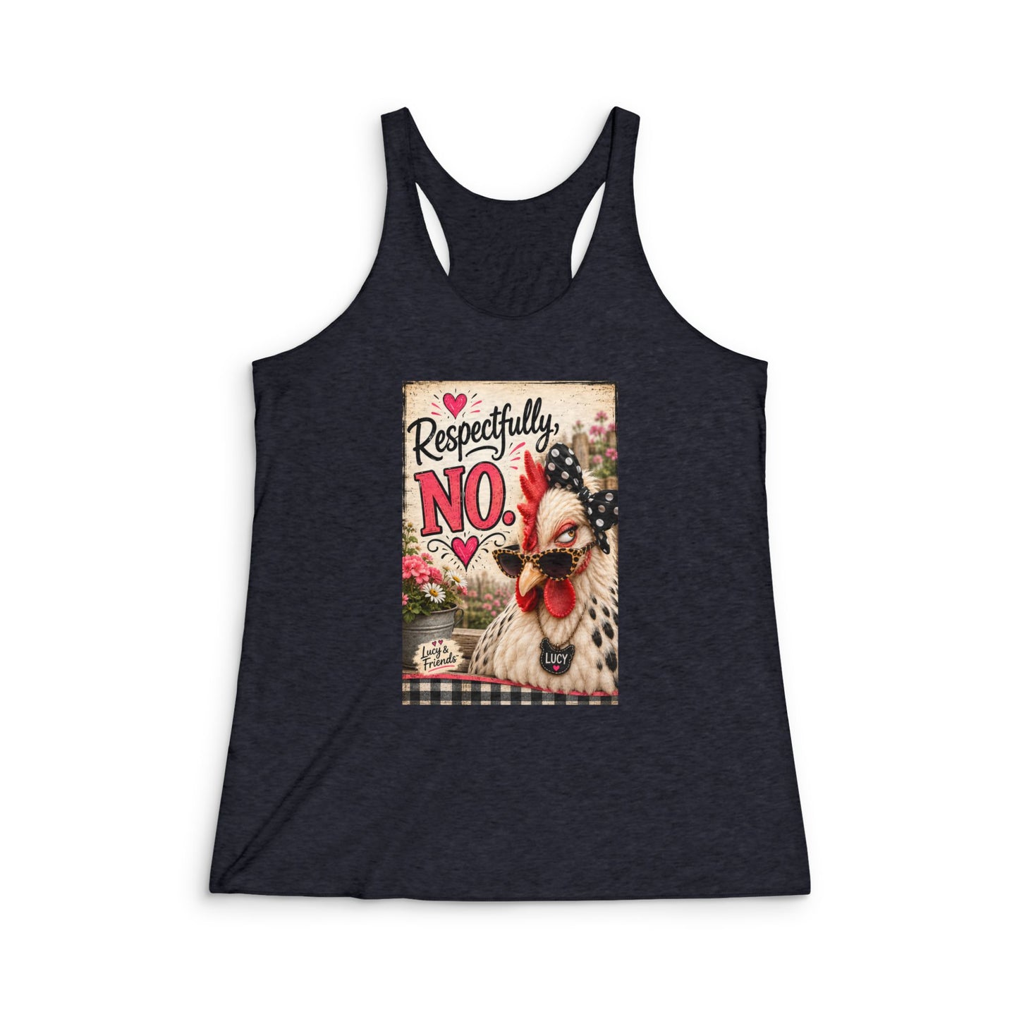 Racerback Tank - 'Respectfully, NO.' Funny Chicken Graphic Tank Top for Women
