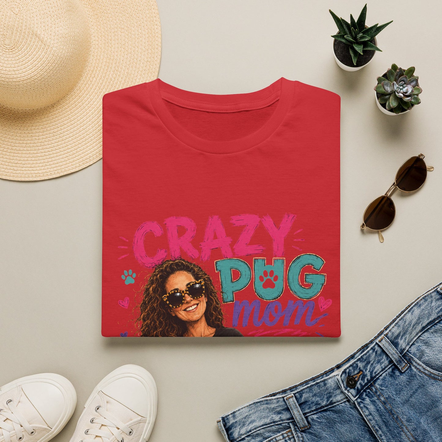 Crazy Pug Mom T-Shirt — Funny Pug Mom Gift for Dog Lovers