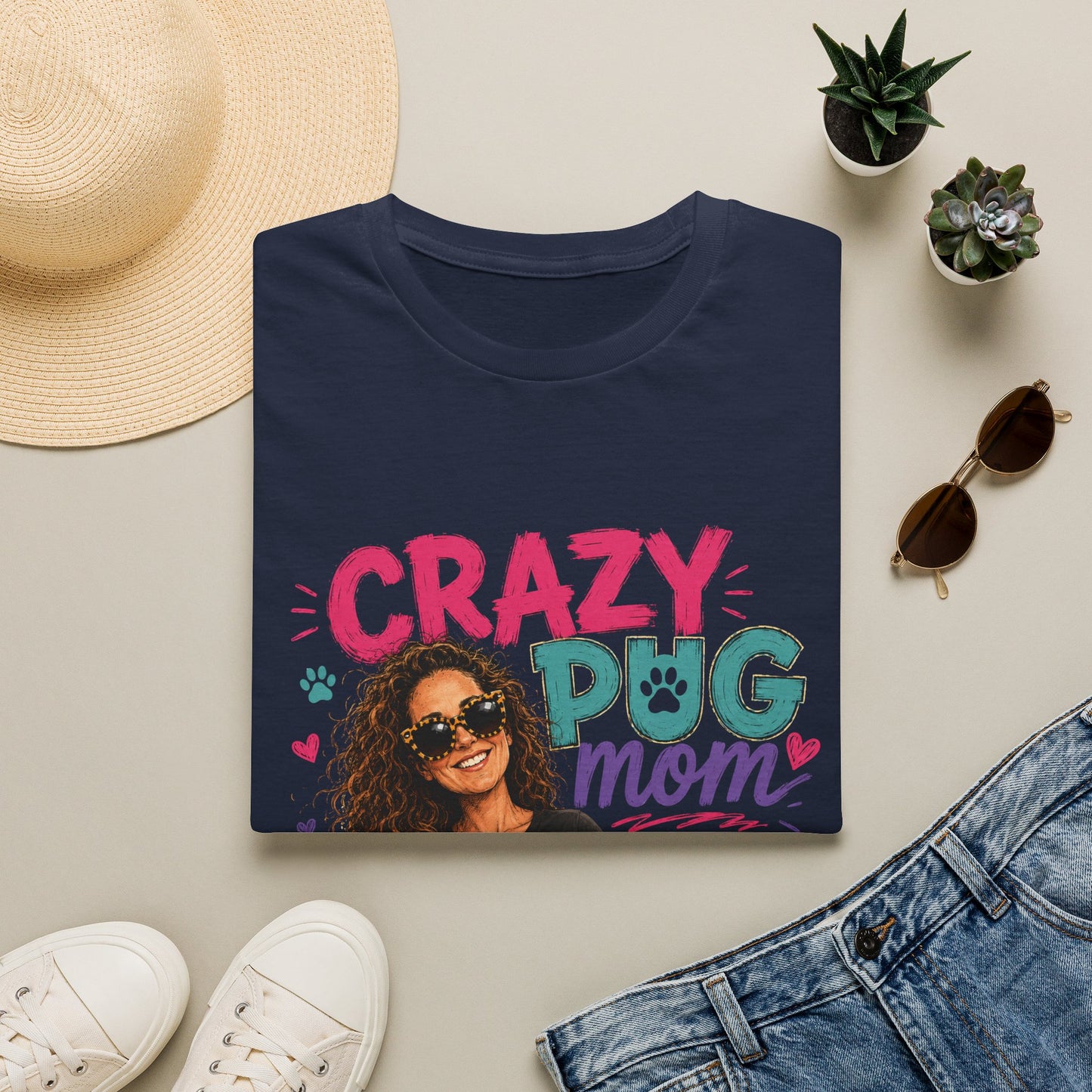 Crazy Pug Mom T-Shirt — Funny Pug Mom Gift for Dog Lovers