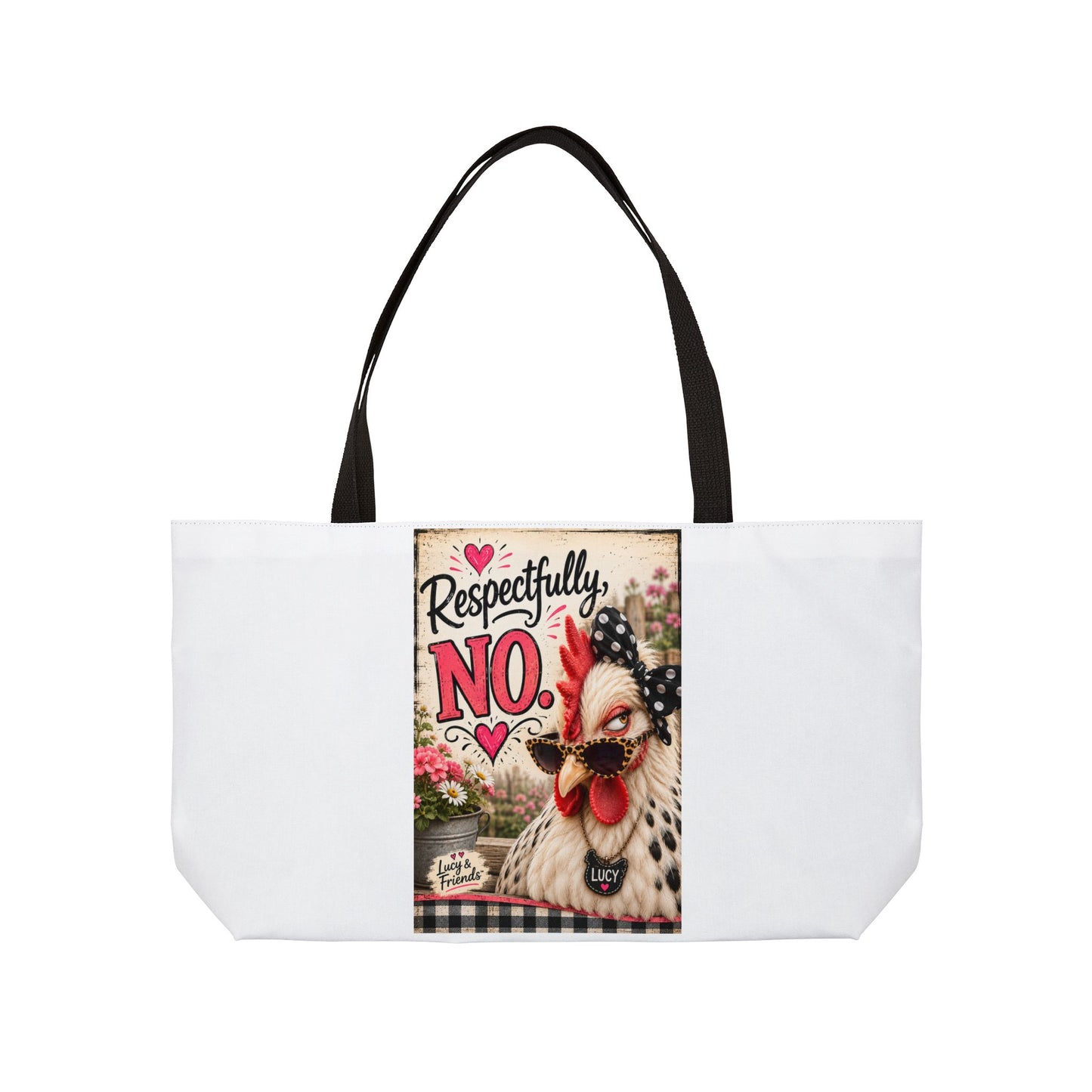 Weekender Tote Bag — 'Respectfully, No' Rooster Floral Farmhouse Tote