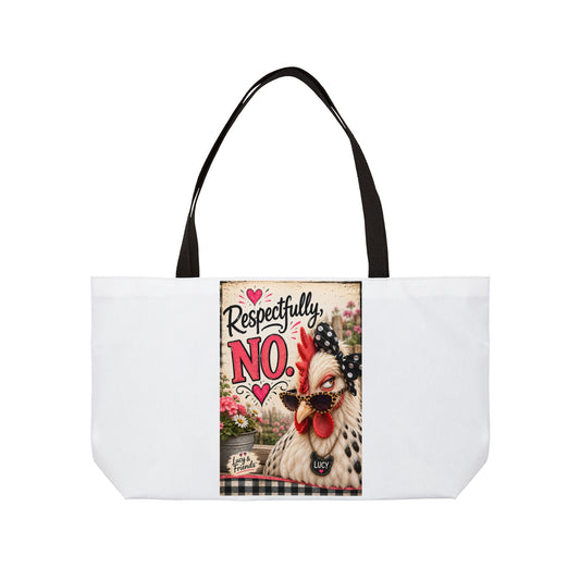 Weekender Tote Bag — 'Respectfully, No' Rooster Floral Farmhouse Tote