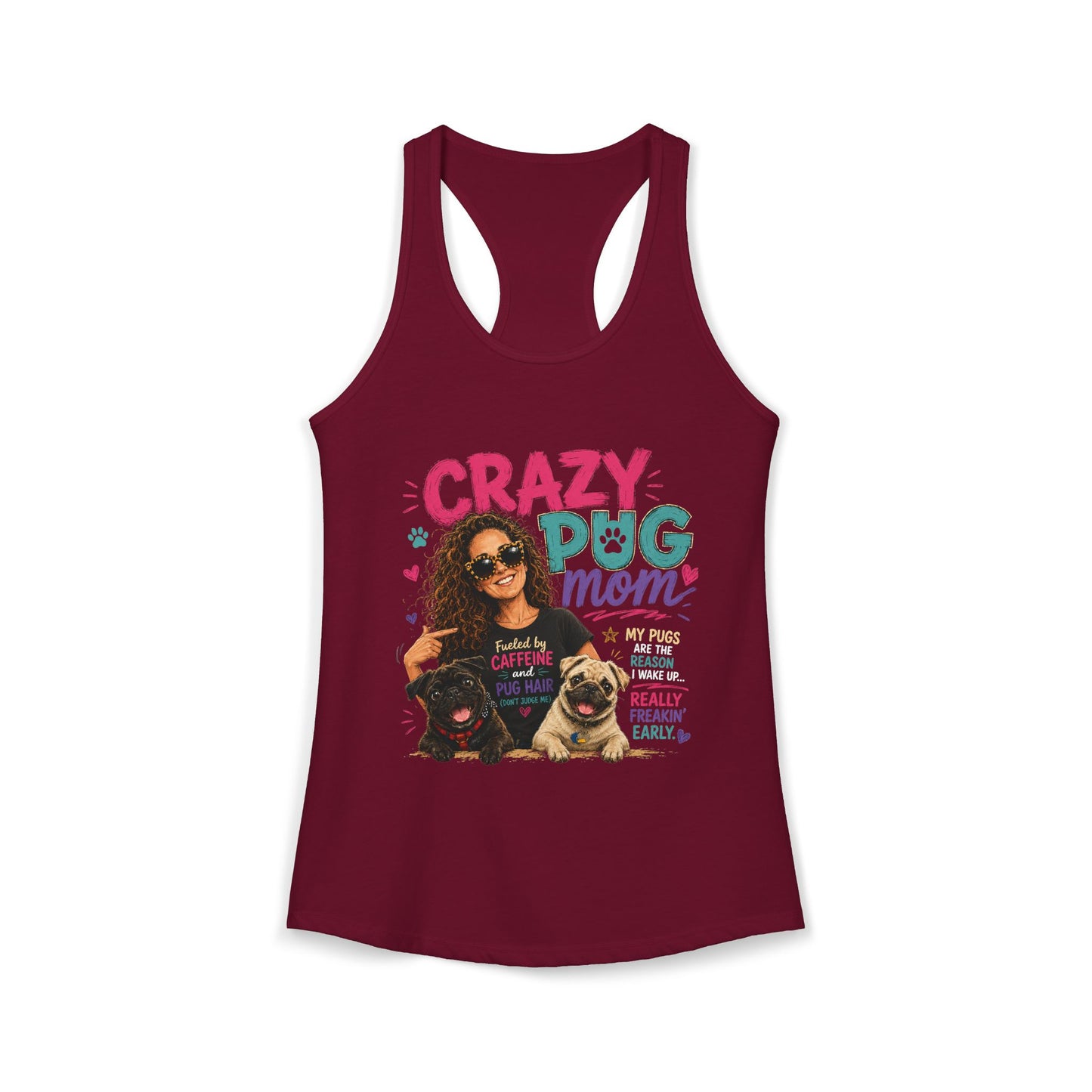 Crazy Pug Mom Women's Ideal Racerback Tank