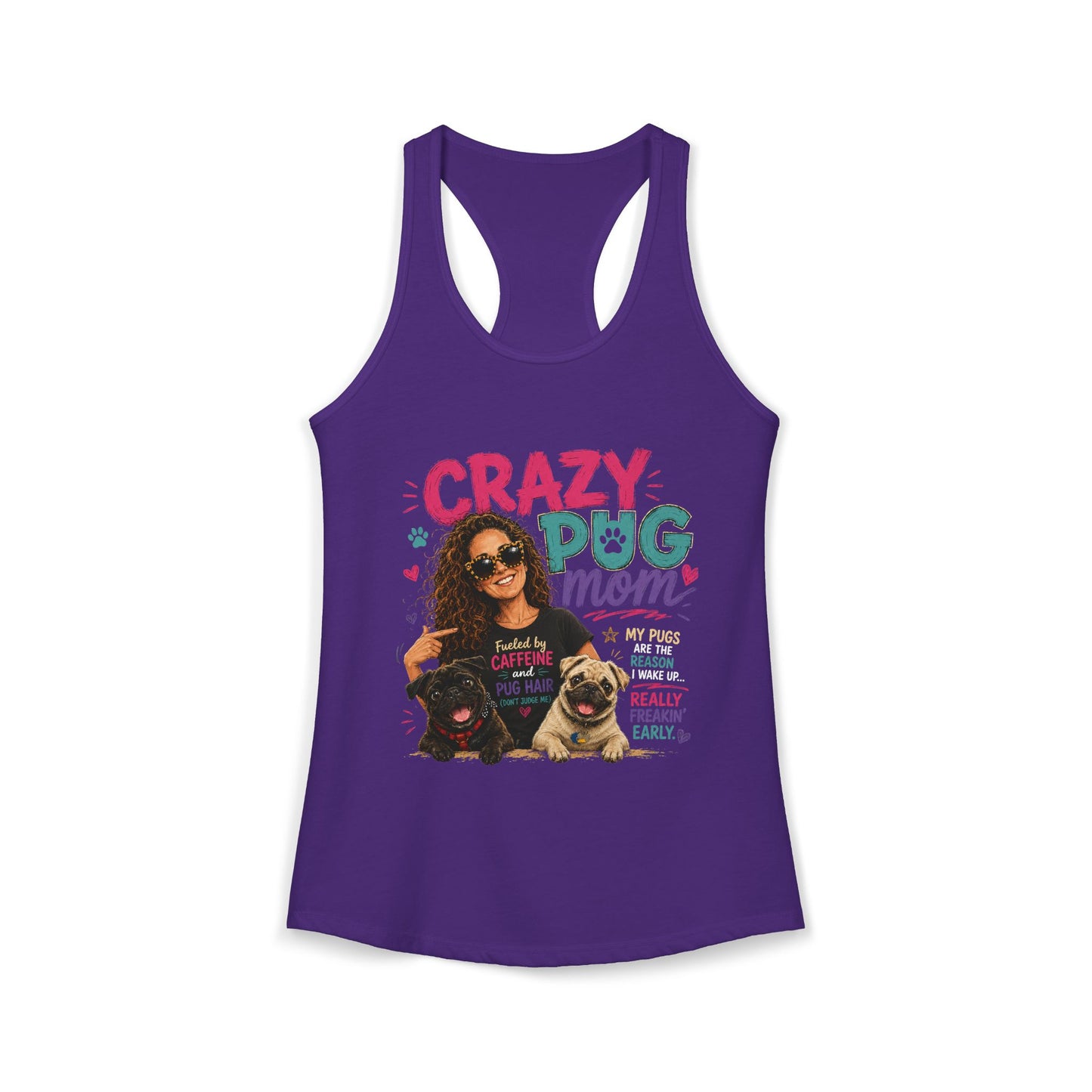 Crazy Pug Mom Women's Ideal Racerback Tank