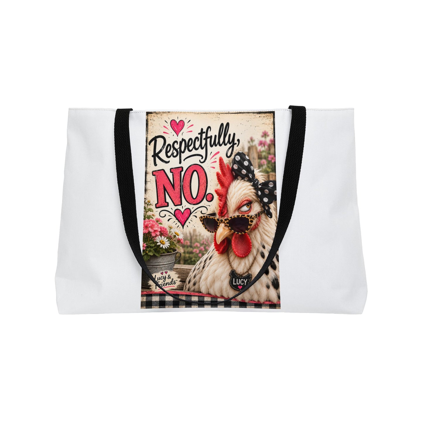 Weekender Tote Bag — 'Respectfully, No' Rooster Floral Farmhouse Tote