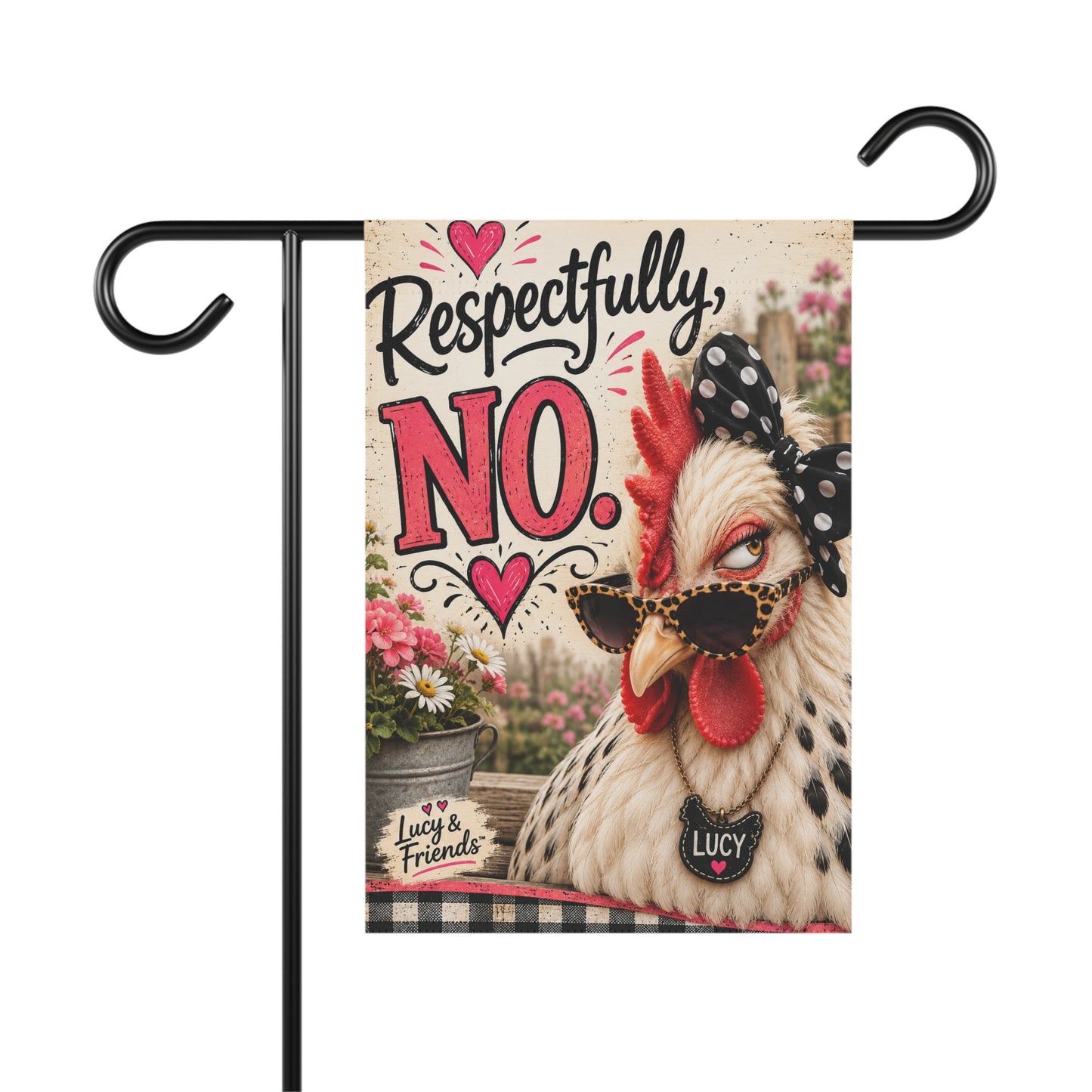 Respectfully No Chicken Garden Flag - Funny Decorative Garden Banner