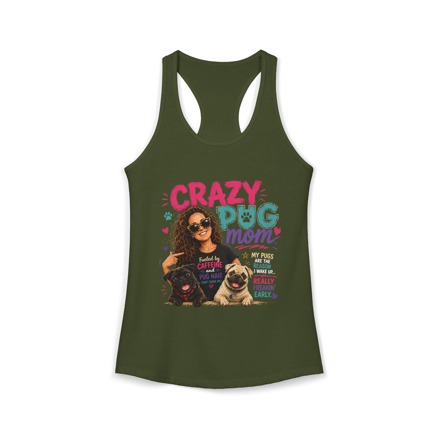Crazy Pug Mom Women's Ideal Racerback Tank