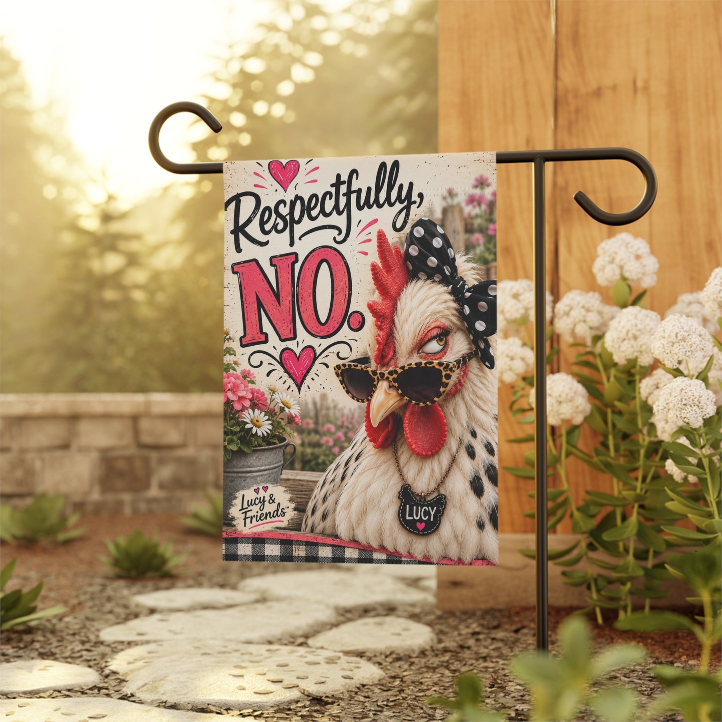 Respectfully No Chicken Garden Flag - Funny Decorative Garden Banner