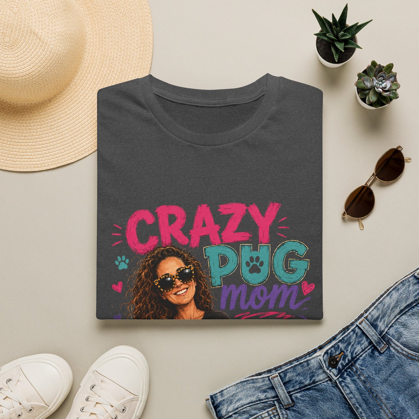 Crazy Pug Mom T-Shirt — Funny Pug Mom Gift for Dog Lovers