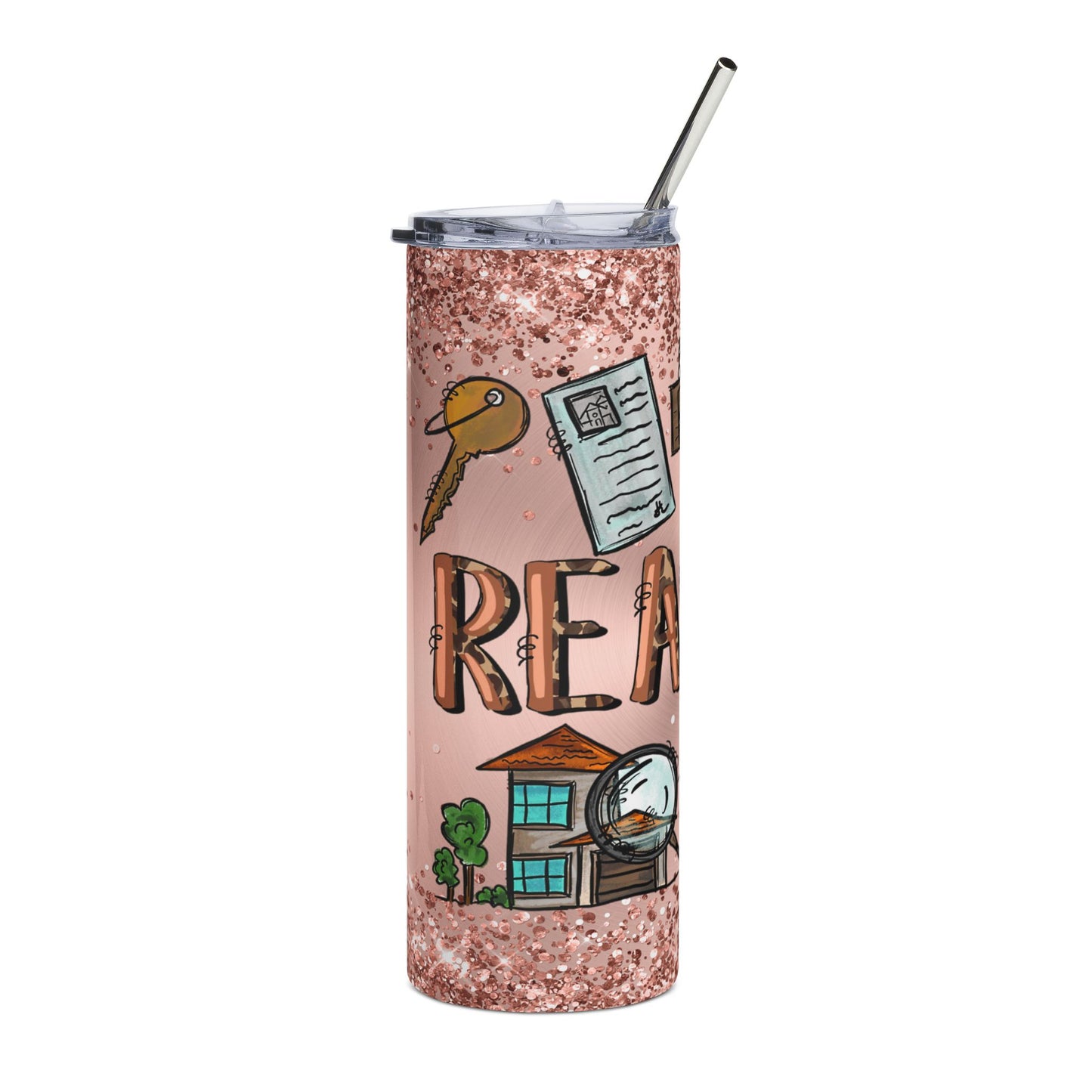 Real Estate Agent 20oz Stainless Tumbler — Realtor Life Glitter Design