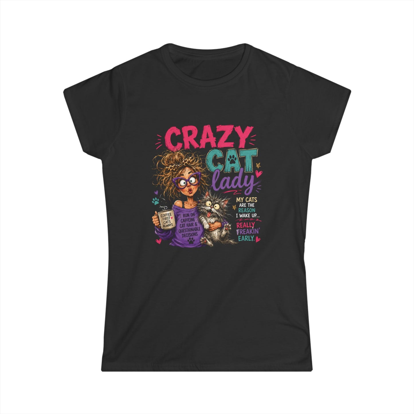Crazy Cat Lady T‑Shirt – Funny Women's Cat Lover Tee ("Crazy Cat Lady")