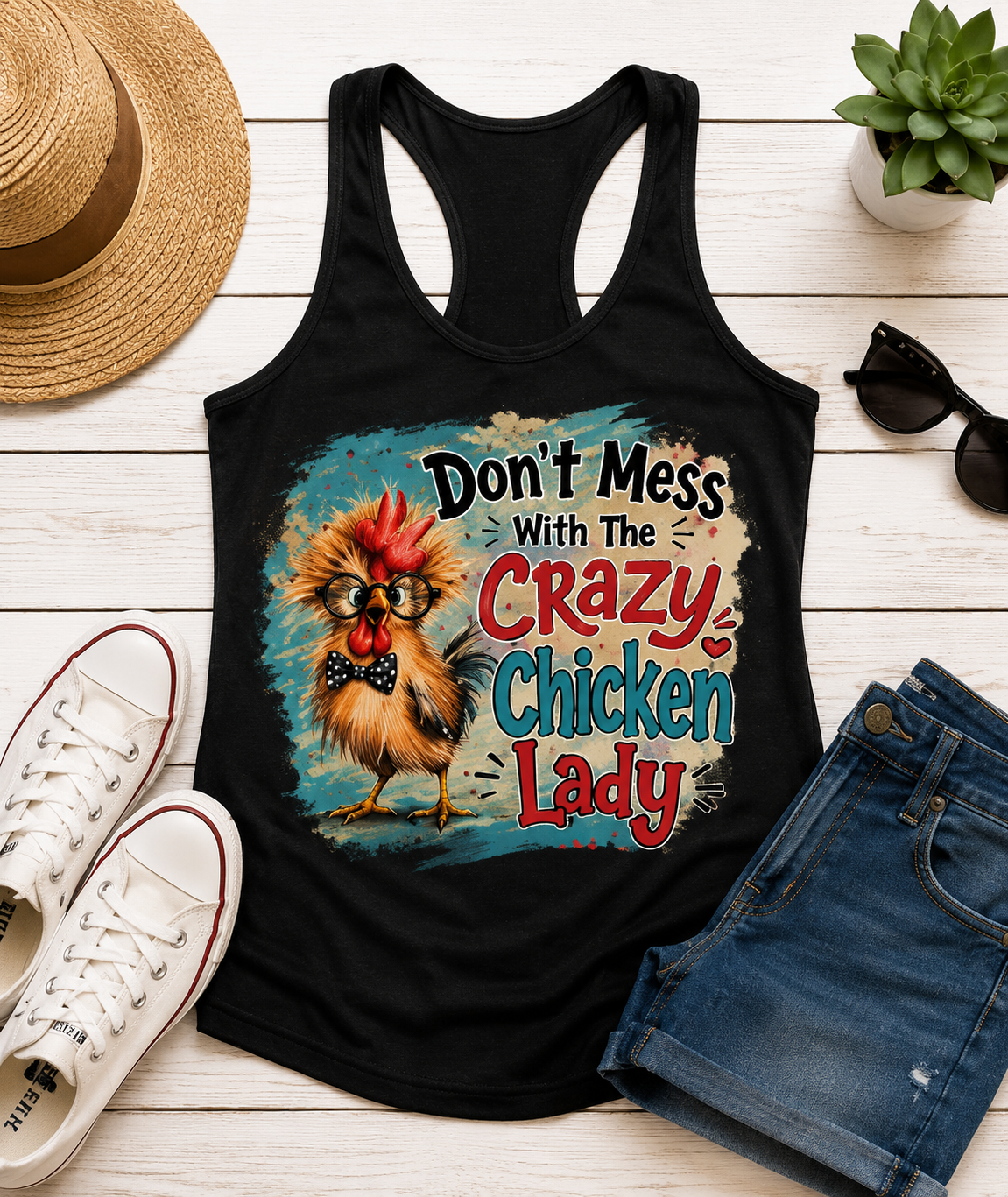 Don't Mess With the Crazy Chicken Lady Racerback Tank for Women