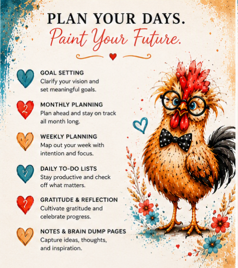 Brushstrokes & Dreams Planner Printable PDF | Undated Goal Planner, Daily Organizer, Productivity & Creative Planning Workbook